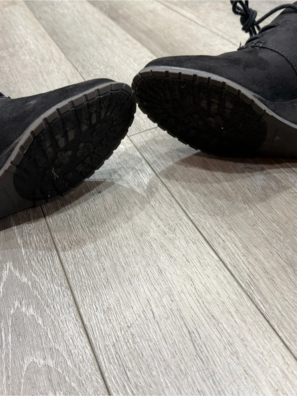 SO Black Suede Lace-Up Wedge Ankle Boots
